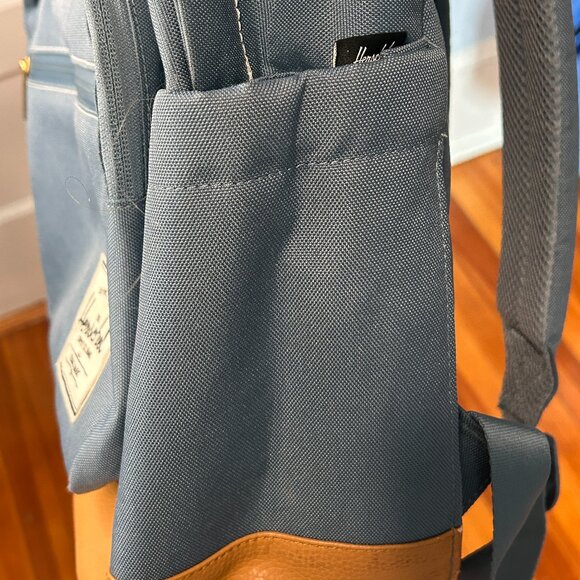 Herschel Backpack Blue w/ Tan Faux Leather Base – Good Condition - Picture 5 of 10